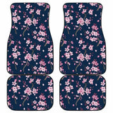 Pink Sakura Cherry Blossom Blue Background Front And Back Car Mats 110424 - YourCarButBetter