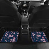 Pink Sakura Cherry Blossom Blue Background Front And Back Car Mats 110424 - YourCarButBetter