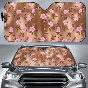 Pink Sakura Cherry Blossom Drak Brown Background Car Auto Sun Shades 104020 - YourCarButBetter