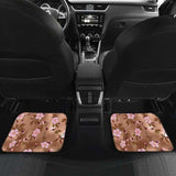 Pink Sakura Cherry Blossom Drak Brown Background Front And Back Car Mats 110424 - YourCarButBetter