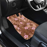 Pink Sakura Cherry Blossom Drak Brown Background Front And Back Car Mats 110424 - YourCarButBetter