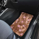 Pink Sakura Cherry Blossom Drak Brown Background Front And Back Car Mats 110424 - YourCarButBetter