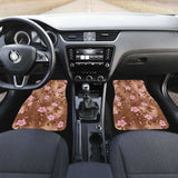 Pink Sakura Cherry Blossom Drak Brown Background Front And Back Car Mats 110424 - YourCarButBetter