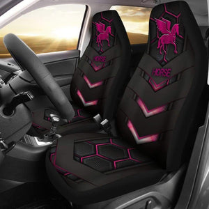 Pink Walking Horse Emblem Car Seat Covers 210503 - YourCarButBetter