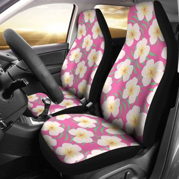 Pink With Frangipani Plumeria Hawaiian Island Flower Pattern Car Seat Covers 105905 - YourCarButBetter