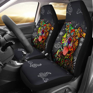 Pit Bull Colorful Painted Car Seat Covers 211802 - YourCarButBetter