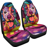 Pit Bull Design Car Seat Covers Colorful Back 113510 - YourCarButBetter