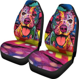Pit Bull Design Car Seat Covers Colorful Back 113510 - YourCarButBetter