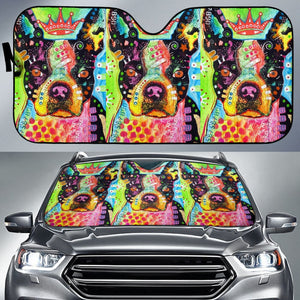 Pitbull Dog Colorful Watercolor Car Auto Sun Shades 211301 - YourCarButBetter