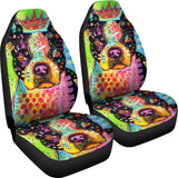 Pitbull Dog Colorful Watercolor Car Seat Covers 211301 - YourCarButBetter