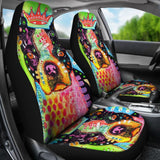 Pitbull Dog Colorful Watercolor Car Seat Covers 211301 - YourCarButBetter
