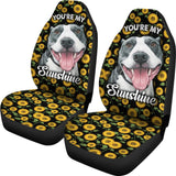 Pitbull Dog You Are My Sunshine Sunflower Car Seat Covers 211003 - YourCarButBetter