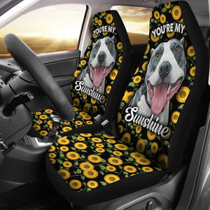 Pitbull Dog You Are My Sunshine Sunflower Car Seat Covers 211003 - YourCarButBetter