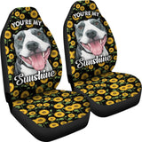Pitbull Dog You Are My Sunshine Sunflower Car Seat Covers 211003 - YourCarButBetter