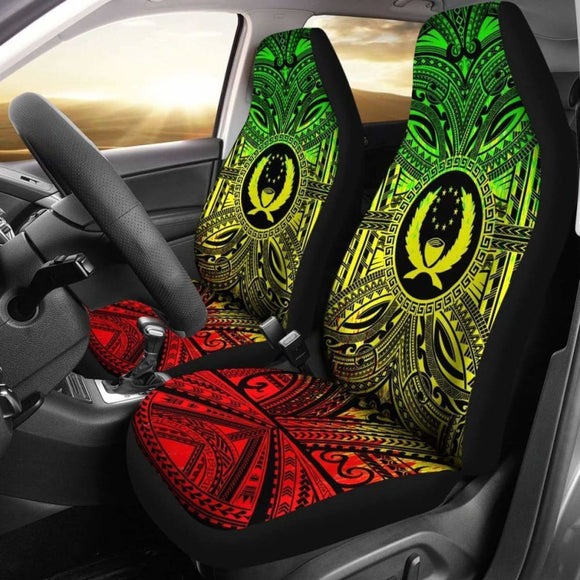 Pohnpei Car Seat Cover - Pohnpei Coat Of Arms Polynesian Reggae Style 10 153908 - YourCarButBetter