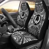 Pohnpei Car Seat Cover - Pohnpei Coat Of Arms Polynesian White Black 10 153908 - YourCarButBetter