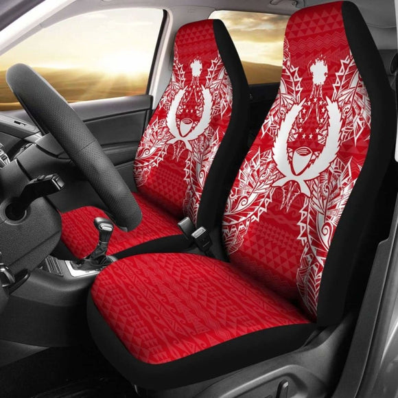 Pohnpei Car Seat Cover - Pohnpei Flag Map Red White - 105905 - YourCarButBetter