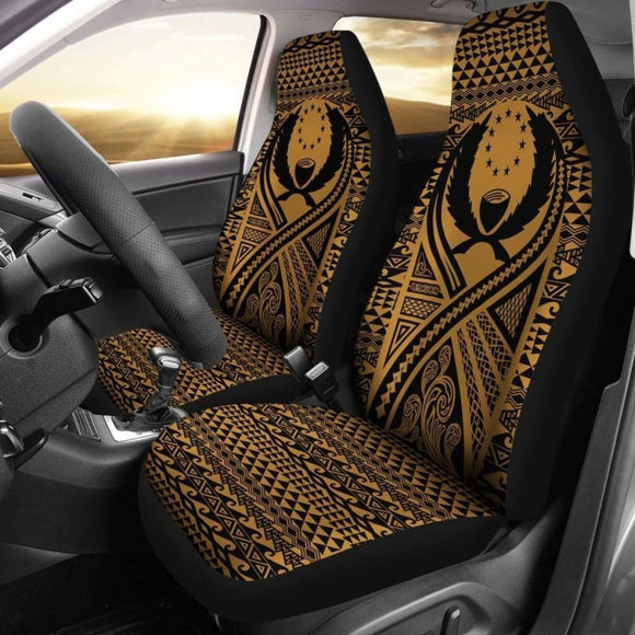 Pohnpei Car Seat Cover - Pohnpei Flag Polynesian Tattoo Gold - 9 174914 - YourCarButBetter