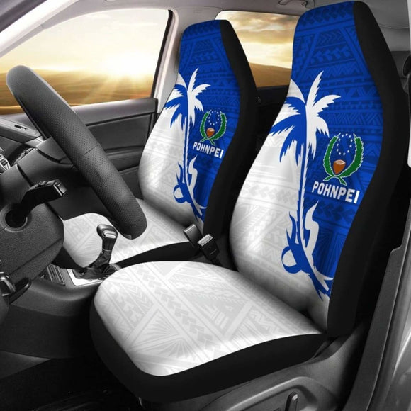 Pohnpei Car Seat Covers - Pohnpei Flag Coconut Tree - 4 1 153908 - YourCarButBetter