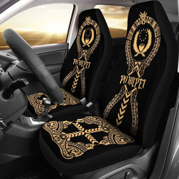 Pohnpei Car Seat Covers - Pohnpei Flag Micronesian Tribal Gold - 04 153908 - YourCarButBetter