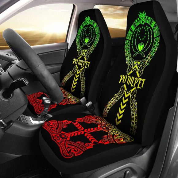 Pohnpei Car Seat Covers - Pohnpei Flag Micronesian Tribal Reggae - 04 153908 - YourCarButBetter