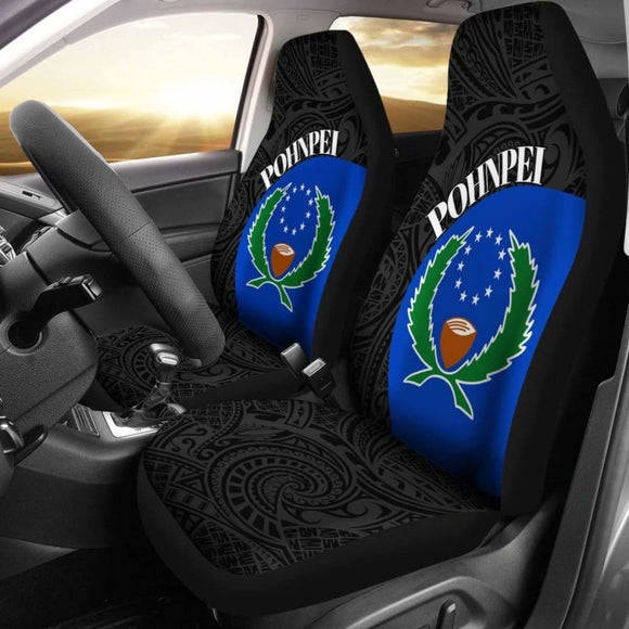 Pohnpei Car Seat Covers - Pohnpei Flag Polynesian Tattoo - 5 1 174914 - YourCarButBetter