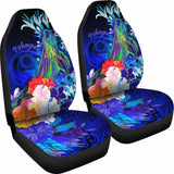 Pohnpei Car Seat Covers - Humpback Whale With Tropical Flowers (Blue)- 105905 - YourCarButBetter