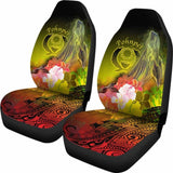 Pohnpei Car Seat Covers - Humpback Whale With Tropical Flowers (Yellow)- 105905 - YourCarButBetter