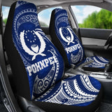 Pohnpei Micronesia Car Seat Covers - Blue Tribal Wave - 12 153908 - YourCarButBetter