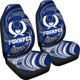 Pohnpei Micronesia Car Seat Covers - Blue Tribal Wave - 12 153908 - YourCarButBetter