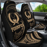 Pohnpei Micronesia Car Seat Covers - Gold Tribal Wave - 12 153908 - YourCarButBetter