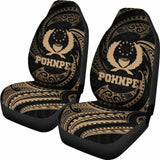 Pohnpei Micronesia Car Seat Covers - Gold Tribal Wave - 12 153908 - YourCarButBetter