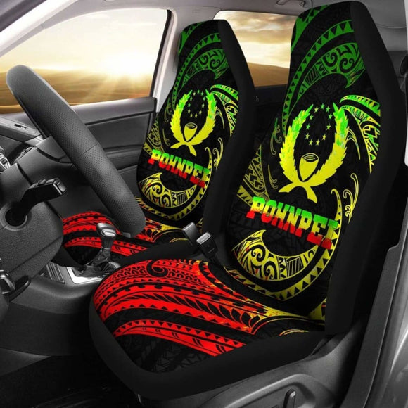 Pohnpei Micronesia Car Seat Covers - White Tribal Wave - 12 153908 - YourCarButBetter