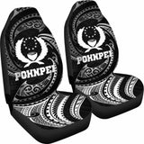 Pohnpei Micronesia Car Seat Covers - White Tribal Wave - 12 153908 - YourCarButBetter
