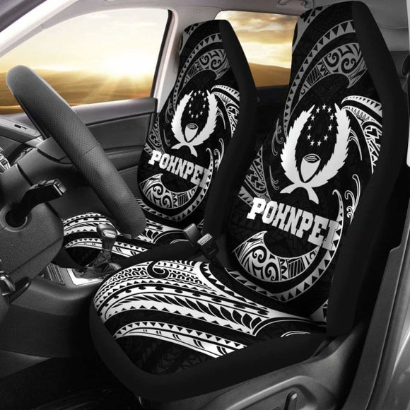 Pohnpei Micronesia Car Seat Covers - White Tribal Wave - 12 153908 - YourCarButBetter