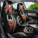 Pohnpei Micronesian Car Seat Covers - Black Plumeria - 11 153908 - YourCarButBetter