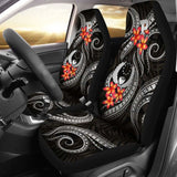 Pohnpei Micronesian Car Seat Covers - Black Plumeria - 11 153908 - YourCarButBetter