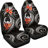 Pohnpei Micronesian Car Seat Covers - Black Plumeria - 11 153908 - YourCarButBetter