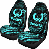 Pohnpei Micronesian Car Seat Covers - Neon Blue Tribal Wave - 12 153908 - YourCarButBetter