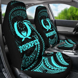 Pohnpei Micronesian Car Seat Covers - Neon Blue Tribal Wave - 12 153908 - YourCarButBetter