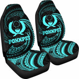 Pohnpei Micronesian Car Seat Covers - Neon Blue Tribal Wave - 12 153908 - YourCarButBetter