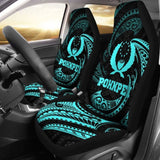 Pohnpei Micronesian Car Seat Covers - Neon Blue Tribal Wave - 12 153908 - YourCarButBetter