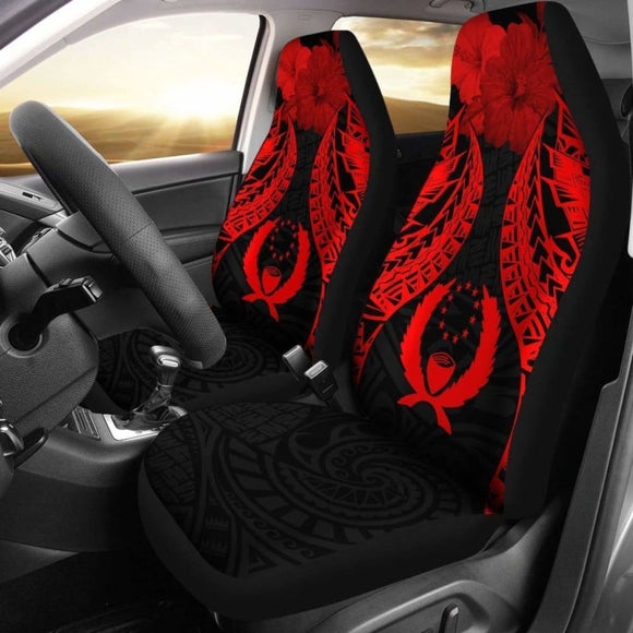 Pohnpei Polynesian Car Seat Covers Pride Seal And Hibiscus Red - 232125 - YourCarButBetter