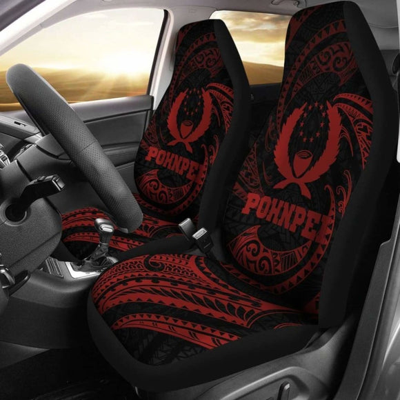 Pohnpei Polynesian Car Seat Covers - Red Tribal Wave - 12 153908 - YourCarButBetter