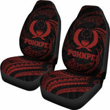 Pohnpei Polynesian Car Seat Covers - Red Tribal Wave - 12 153908 - YourCarButBetter