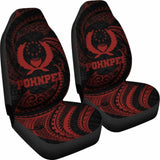 Pohnpei Polynesian Car Seat Covers - Red Tribal Wave - 12 153908 - YourCarButBetter