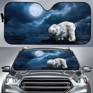 Polar Bears Full Moon Hd 5K Car Sun Shade 172609 - YourCarButBetter