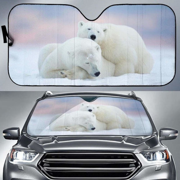 Polar Bears Snow Winter Hd 5K Car Sun Shade 102507 - YourCarButBetter