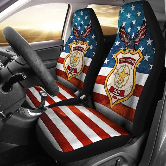 Police Officer Dad American Flag Car Seat Covers Gift 05 153908 - YourCarButBetter