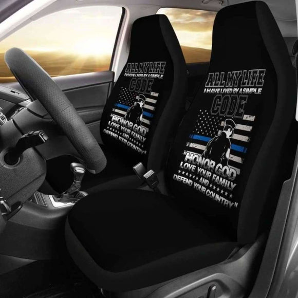 Police Simple Code Car Seat Covers 153908 - YourCarButBetter